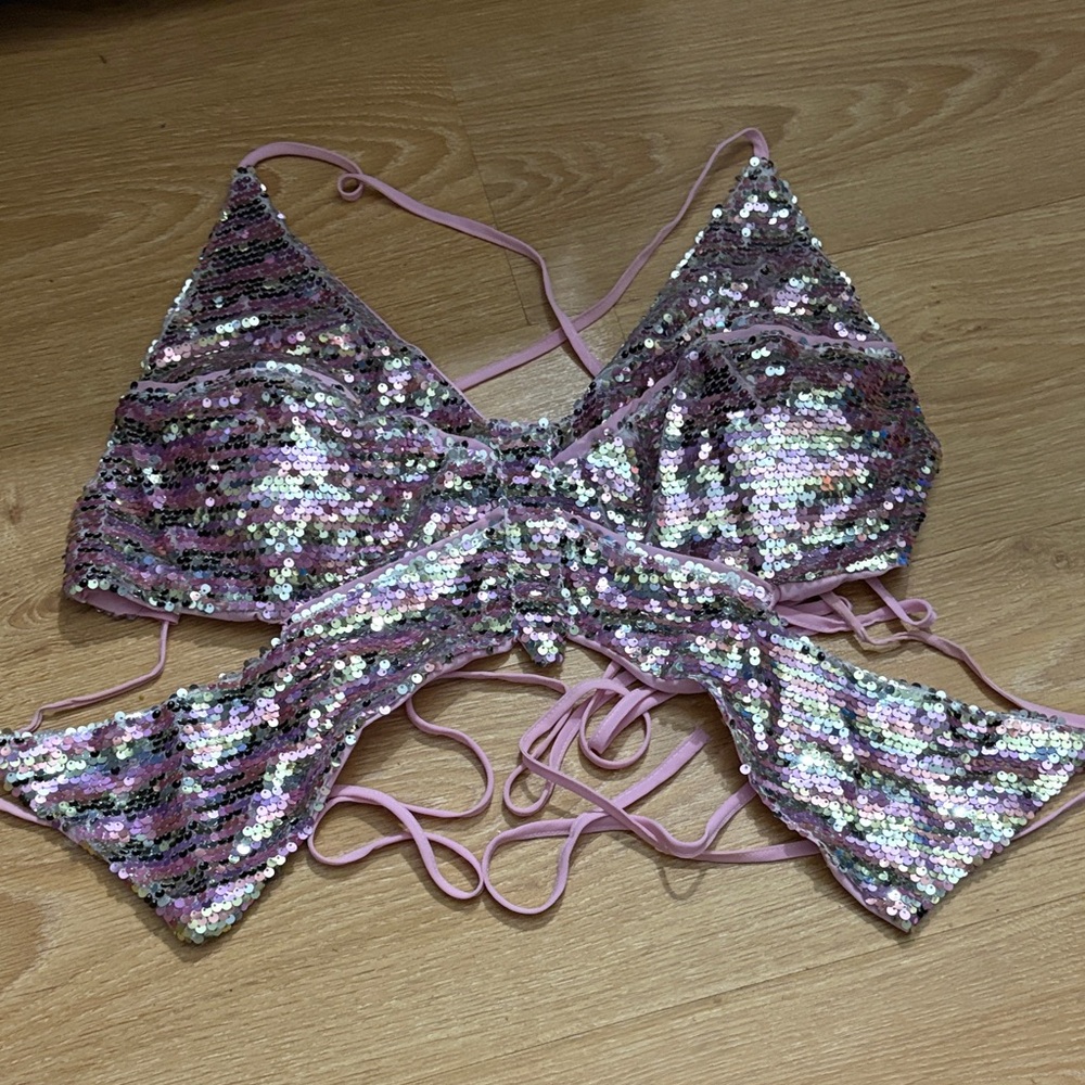 Rue21 Pink Sequin Crop Top